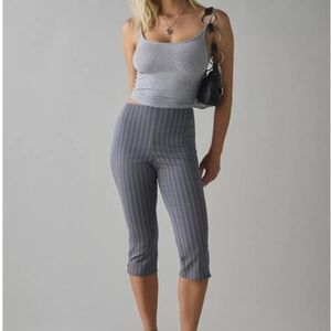 Gray Striped Women's Capri Pants